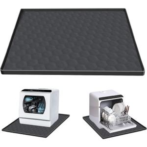 Dishwasher Drain Pan Mat,24''x24'' Dishwasher Drip Tray with Raised Edge,Non-Slip Silicone Dishwashers Drain Pan Floor Mat,Anti-Leakage Dish Washer Tray for Mini Dish Washers