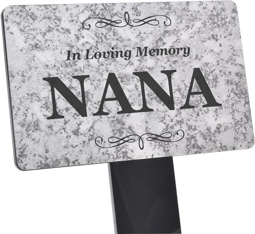 In Loving Memory Nana Memorial - Granite Stone Effect Plaque On Stake