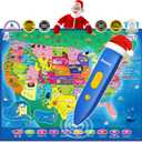 Qiaojoy V2 Interactive Kids Map Bilingual United States Map for Kids Learning, Educational Talking USA Map Poster Geography Games Personalized Kid Toys for Boys & Girls Ages 3-12.