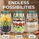 Salad Jar with Side Opening, Salad Pod Mason Jar with Built-In Dressing Cup Leakproof Salad Container To Go, Reusable Meal Prep Jar for Layered Salads, Fruit & Parfait for Work, Gym & Travel