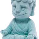 2 x Hodao Calming Yoga Buddha Statue - Meditation Desk Decor for Office Table, Zen Home Room Table Sculpture Decoration, Mindfulness Gifts for Yoga Lovers, Serene Shelf & Bookshelf Accent (Blue-2)