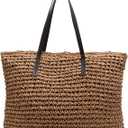 Large Straw Shoulder Bag Summer Beach Bag for Women Straw Tote Bag Handbag With Zipper Summer Shoulder Bag