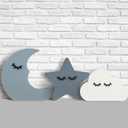 Briwooody 3 Pcs Moon Stars and Cloud Celestial Nursery Decor Bohemian Wood Nursery Shelves Decoration Wooden Nordic Boho Baby Wall Adornment for Bedroom Wedding Baby Shower Boys Girls Kids