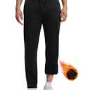 Rdruko Men's Fleece Sweatpants Straight Leg Athletic Yoga Lounge Pants Open Bottom Casual Jersey Pants with Zipper Pockets (Medium, Black)