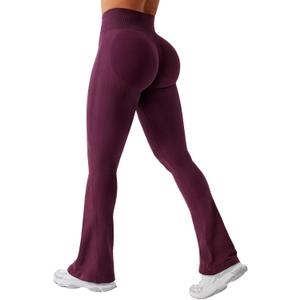 YEOREO Mini Flare Leggings Womens Workout Butt Lifting Legging Hidden Scrunch Seamless 28" / 30" Impact Lilliean Yoga Pants (Medium, Black Cherry)