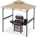 ABCCANOPY 8'x5' Grill Gazebo Shelter, Outdoor BBQ Gazebo Canopy with LED Light(Khaki)