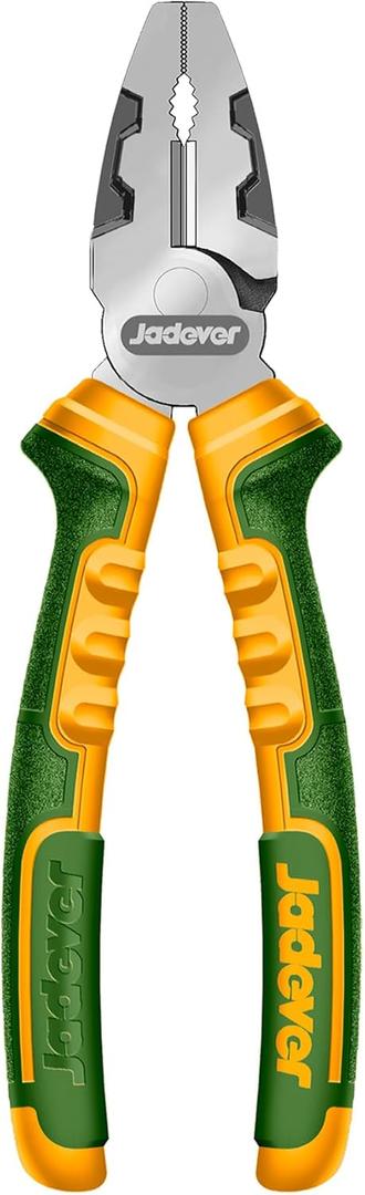 8-Inch High Leverage Combination Pliers, High Leverage Lineman's Pliers, Nail Holder & Spanner & Deburring Function, 30% Labor Saving, Black Polished