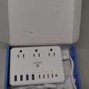 100W Charging Station, 6 AC Outlets 8 USB Power Strip with 2000J Surge Protector, 5ft Flat Plug Extension Cord, Compact for Desk Home Office Dorm, White