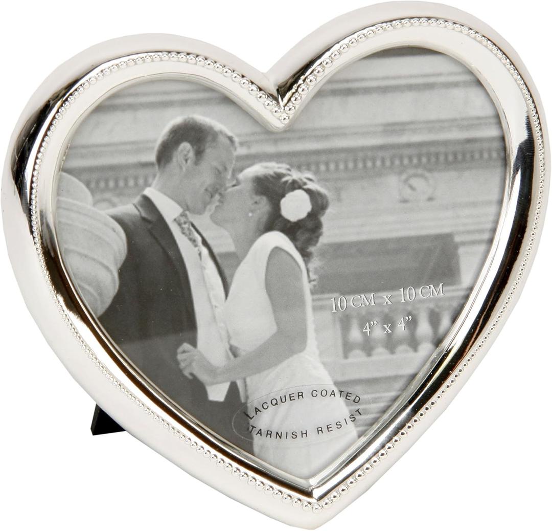 Silver Plated Heart Alloy Photo Frame 4 x 4