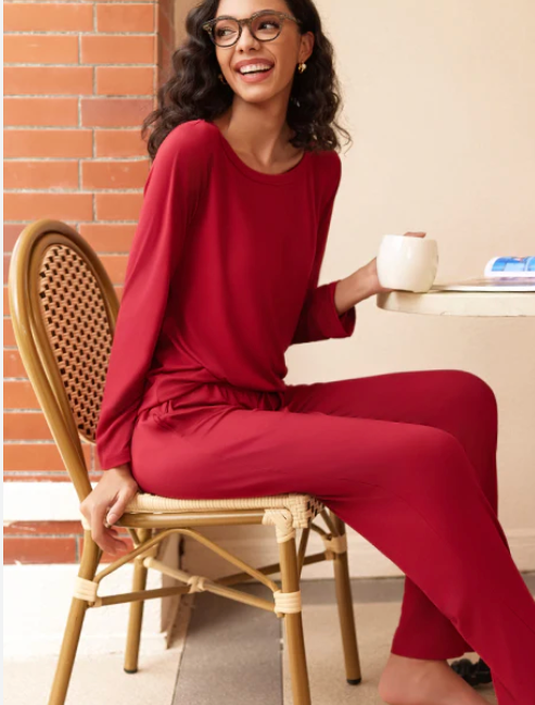 EKOUAER Christmas Pajamas 2 Pack L Black and Red