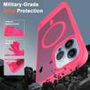 Magnetic Compatible with iPhone 12 Pro Max & iPhone 13 Pro Max Case, [Built-in Invisible Kickstand][Compatible with Mag-Safe] Slim Translucent Matte Phone Case for iPhone 12/13 Pro Max, Red