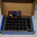 14mmx1.5 7 Spline Wheel Lug Nuts Tuercas para Llantas De Carros for 6 Lug Aftermaket, Conical Bulge Seat, Closed End W/ 1 Socket Key, Black Set of 24