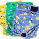 Paw Legend Washable Reusable Female Dog Period Diapers for Heat Doggie Puppy Diapers for Female Dogs (3 Pack, Large) (Large (17.5''-27'' Waist), Animal Pattern)