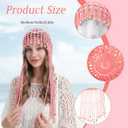 Newcotte Crochet Hats for Women Beanie Cap with Beads Tassel Mesh Lace Skull Cap Netted Hair Net, Summer Beanie with Sequins