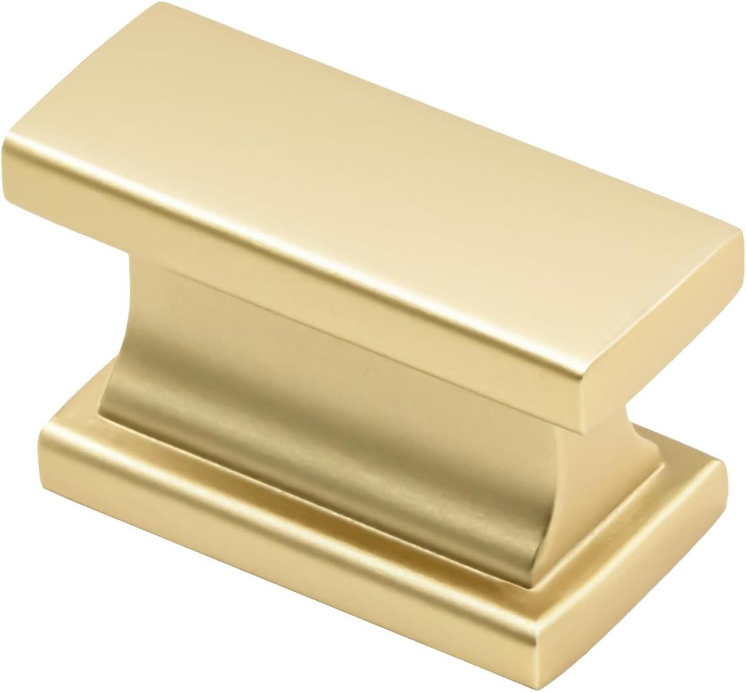 Alzassbg 9 Pack Matt Gold Cabinet Knobs, 1.46 Inch(37mm) Rectangle Kitchen Hardware Knobs for Cabinets and Drawers AL6061MGP