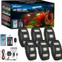 Nilight RGBW LED Rock Lights Kit, 6 Pods 22LED Wide Angle Remote & Bluetooth App Dual Control with Music Modes Multicolor Underglow Neon Wheel Well Light Fit for ATV UTV SUV Offroad Truck RZR Boat