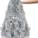 CCINEE Christmas Tinsel Garland, 50 Feet Dark Green and White Metallic Twist Tinsel Frosted Garland for Xmas Tree Home Mantle Stair Fireplace Holiday Party Indoor Outdoor Christmas Decoration