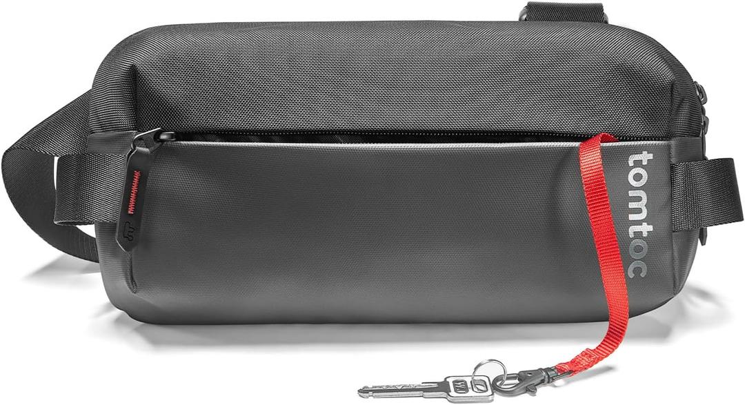 tomtoc Compact EDC Sling Bag, Chest Shoulder Crossbody Sling Daypack for Men Women, Water-resistant Lightweight Everyday Carry Casual Pack for Nintendo Switch 2, Tactical, Travel, Work, Gym, Sport (S(Fits iPad Mini), Black)
