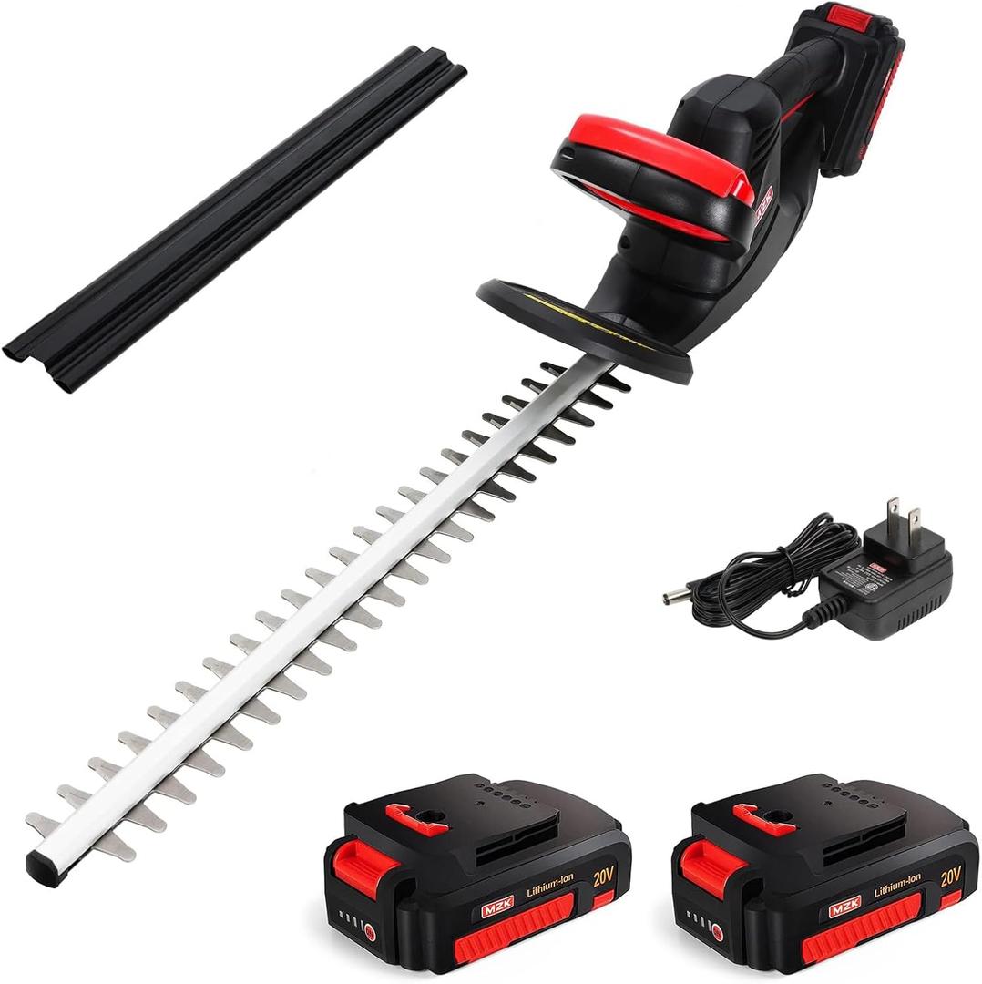 MZK 22'' Cordless Hedge Trimmer, 20V Bush Trimmer, Handheld Hedge Cutter, Grass Shrub Trimmer, Lightweight & Compact Trimmer(Battery & Charger Included)