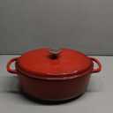 Lodge 7 Quart Enameled Cast Iron Oval Dutch Oven with Lid  Dual Handles  Oven Safe up to 500 F or on Stovetop - Use to Marinate, Cook, Bake, Refrigerate and Serve  Red