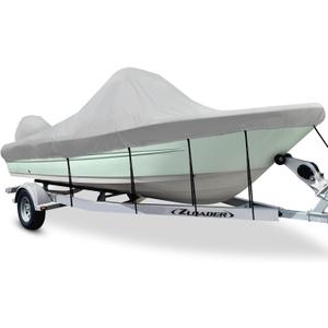 Center Console Boat Cover 17-19ft Waterproof 1200D Boat Covers Specially Marine Grade Covers for Center Console Boat 17ft 18.5ft 19ft, Heavy Duty Marine Grade Canvas,Gray (Long:17'-19', Beam Width Up to 102")