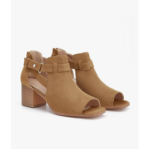 LAICIGO Womens Peep Toe Heels Chunky Heel Booties Open Toe Booty Cutout Dress Shoes with Back Zipper, Size 10