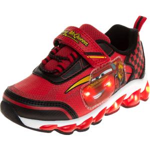 Disney Pixar Cars Boys Black/Red Lighted Sneaker (7 Toddler) (Red)