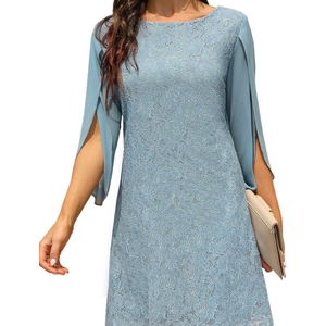 NEW Cooan Wedding Guest Cocktail Formal Light Blue Lace Dress XL