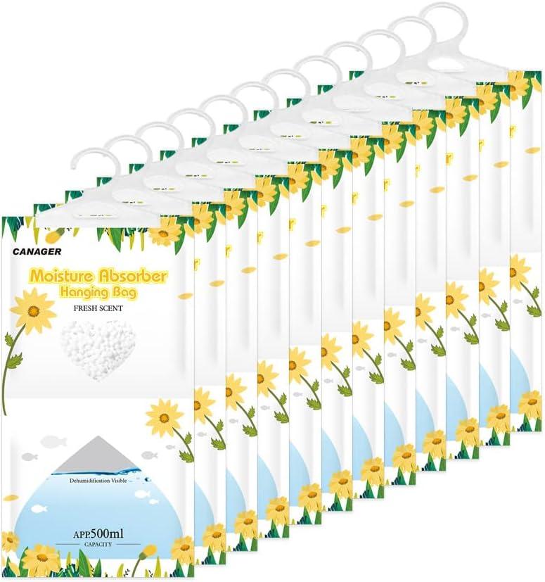 CANAGER Moisture Absorber -3 Pack, Fresh Scent Hanging Humidity Bag, Home, Car, and Closet Dehumidifiers(12.5OZ) (Orange)