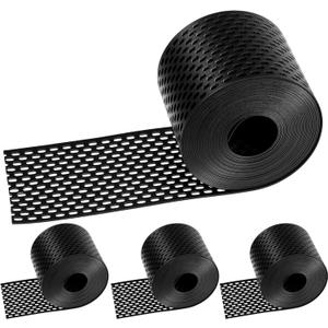 4 Rolls Soffit Vents Strip for Eaves Ventilation 3.93" x 32.8 ft, Keep Birds Pest and Animals Out for Under Eave Exterior Ventilation Solution, Weather Resistant Composite Resin Material