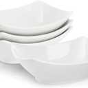 Cedilis 4 Pack Porcelain Serving Bowls, 27ounce White Rectangular Ceramic Salad Bowls, Side Serving Dishes for Veggie, Potatoes and Fruits