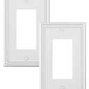 TREEWELL 2-Pack Decorator Outlet Cover Plate, Decorative Switch Plates and Outlet Covers, Pure White Metal Wall Plates for Electrical Outlets, Receptacle, GFCI Outlet, Dimmer Switch