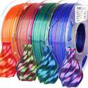 AMOLEN Silk PLA 3D Printer Filament Bundle, Shiny Dual Color Filament 1.75mm Pack, Multi Color Change 3D Printing Filament for Most FDM 3D Printer, 4 Spools 200g Each (200*4-dual Red Gold/Red Green/Red Blue/Blue Green)