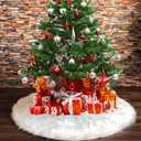 Snowy White Plush Christmas Tree Skirts, 60 inches Luxury Plush Long Haired Faux Fur Xmas Tree Base Cover Mat for Xmas New Year Home Party Decorations (60 inches, Pure White)