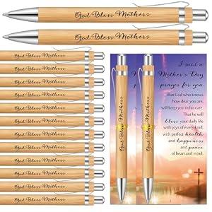 Dunzoom 75 Sets Christian Mother's Day Gift for Church, God Bless Mothers Pens, Inspirational Bible Verse Cards, Religious Gifts Bulk with Ties for Church Mom Party Favor