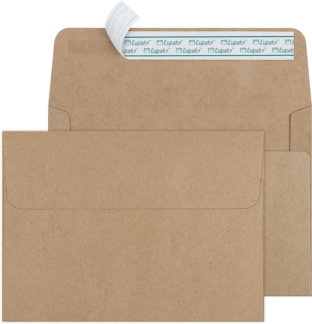 Eupako 5x7 Envelopes Self Seal 250 Pack, Brown A7 Envelopes, Kraft Paper Envelopes for 5x7 Cards, Photos, Invitations, Wedding, Graduation, Baby Shower, 5.25 x 7.25 Inches
