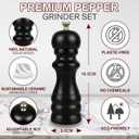 Salt and Pepper Grinder Set of 2, Manual Salt Mill & Pepper Mills with Adjustable Coarseness, Refillable Wood Spice Shakers, Kitchen Accessories for Chili, Sesame, Himalayan (Black and White)