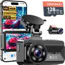Coolcrazy 4K Dash Cam Front and Rear, STARVIS Sensor, Free 128GB Card Included, 5GHz WiFi-up to 20MB/s, Dual Dash Camera for Cars, Built-in GPS, G-Sensor, WDR/HDR Super Night Vision, 24H Parking Mode (Black)