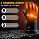 Kakashi Heated Gloves for Men Women, Upgraded 5000mAh Rechargeable Battery Electric Heated Ski Gloves Waterproof for Winter Outdoor Work Motorcycling Cycling Hiking Camping
