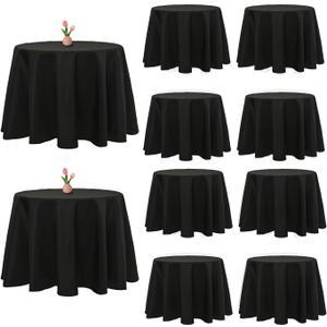 10 Pack Black Round Tablecloth 60 Inch Round Tablecloth Polyester Tablecloths for Round Tables Wrinkle Resistant Washable Decorative Fabric Table Covers for Wedding Dining Party Buffet