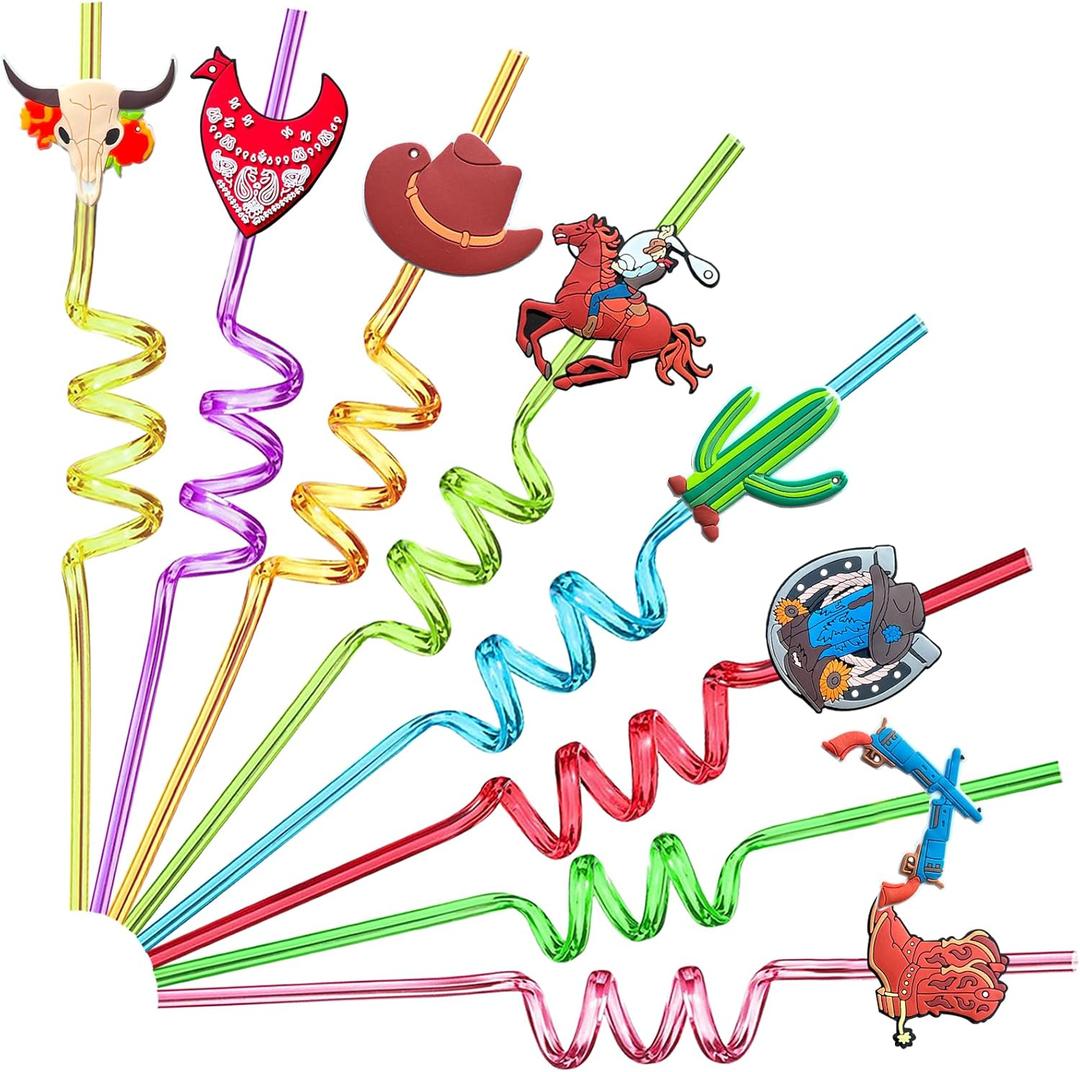 24 Colored Glitter Denim Straws Cowboy Party Decorations Reusable Plastic Straws Colorful Western Cowboy Birthday Party DecorationsWestern Cowboy Party strawsWestern Cowboy Party Favors