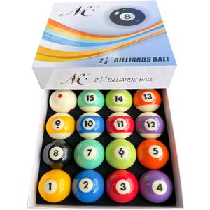 Billiard Balls Set, Deluxe 2-1/4" Regulation Size Billiard Pool Balls for Replacement (16 Resin Balls)