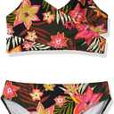 Kanu Surf Girls Beach Sport Wrap Around Bikini 2-Piece Swimsuit, Coral Reef Black, 12