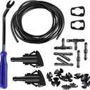 22PCS 4 m Windshield Washer Hose Kit with Fan Nozzles, Blue | flexible rubber hose, trims to length, multiple connectors, fan nozzles and clips, helps clear windshield grime