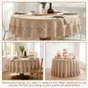 Mindsoft Brown Gingham Ruffled Tablecloth 70 x 70 Inches Round Cotton Linen Checkered Table Cloth Buffalo Plaid Farmhouse Vintage Decorative Tablecover for Picnic Kitchen Dining Room Home Party