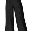 EVALESS Womens High Waisted Baggy Drawstring Sweatpants Casual Wide Leg Pants Long Trouser Slacks with Pockets (Medium, Black)