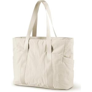 BAGSMART Tote Bag for Women with Zipper, Gym tote with Compartments, Work Tote Nurse Dance Yoga Bag for Travel (Small, A-black-24l-fits 15.6" Laptop)
