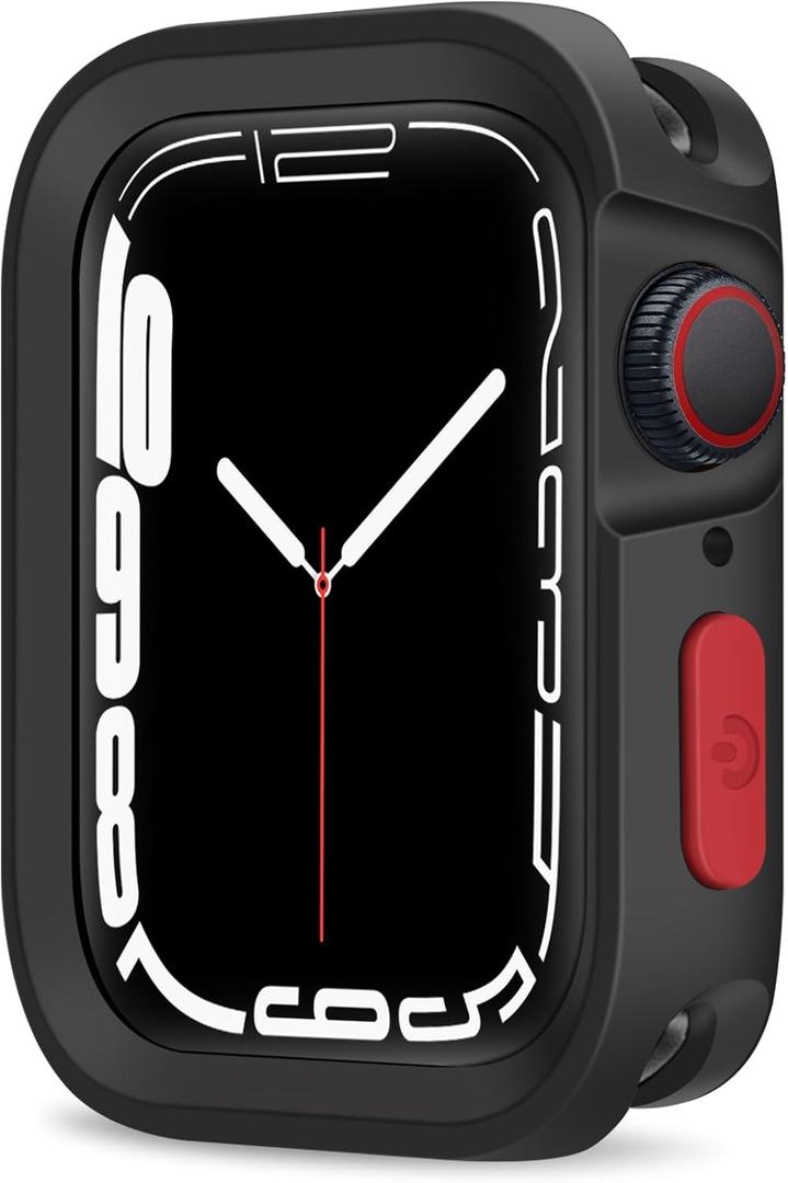 Rugged Case Compatible with Apple Watch Case 41mm 40mm Series 9/8/7/6/5/4/SE3/2/1, Soft Flexible TPU Shockproof Protective Bumper Cover for iWatch 41mm 40mm, Black