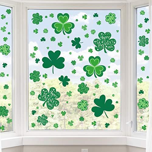 St Patricks Day Window Clings, 109 Pcs Shamrock Window Stickers for St Patricks Day Decorations
