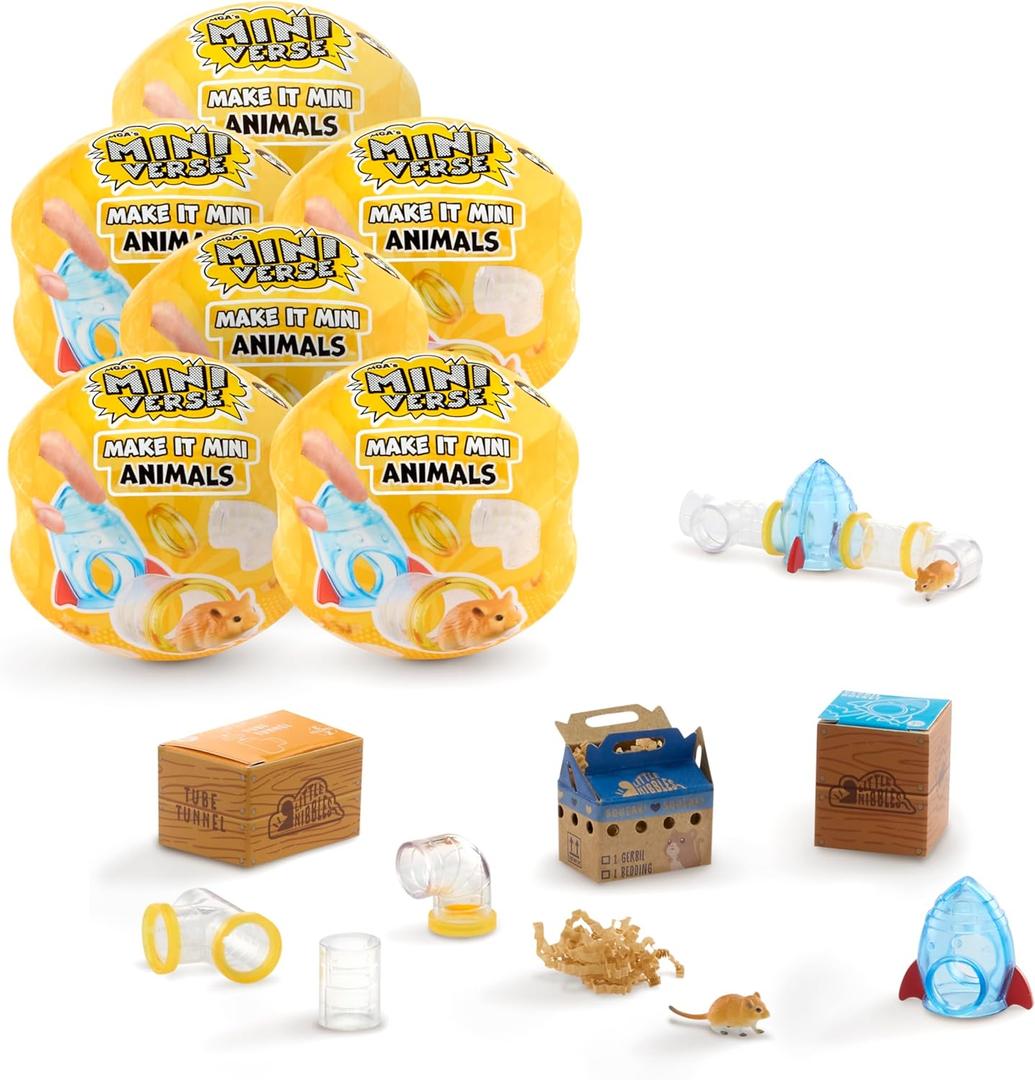 MGA's Miniverse Make It Mini Animals Series 2 (6 Pack) Mini Collectibles, Blind Pack, DIY, Crafts, Resin, Replica Animals, Collectors, Gifts, 8+